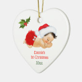 ベビーガール初めてのクリスマスレッドサンタハットセラミックまたは セラミックオーナメント (左)