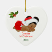 ベビーガール初めてのクリスマスレッドサンタハットパフ セラミックオーナメント (裏面)