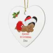 ベビーガール初めてのクリスマスレッドサンタハットパフ セラミックオーナメント (左)
