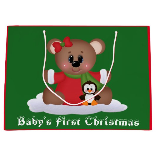 ベビーガール初めてのクリスマス大抱き枕 ラージペーパーバッグ (正面)