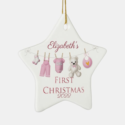 ベビーガール初めてのクリスマス セラミックオーナメント (右)