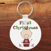 ベビーガール初めてのクリスマスTシャツ&ギフト キーホルダー (正面)