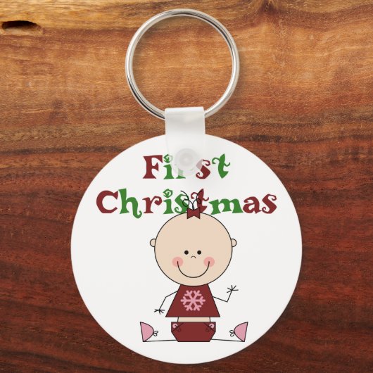 ベビーガール初めてのクリスマスTシャツ&ギフト キーホルダー (正面)