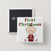 ベビーガール初めてのクリスマスTシャツ&ギフト 缶バッジ (正面&裏面)
