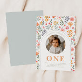 ベビーガール初誕生日野草 招待状