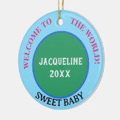 ベビーガール名アナウンスメントアースグリーンピンク セラミックオーナメント (左)
