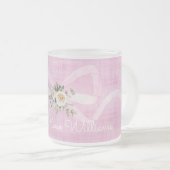 ベビーガール名パステルピンクリボンフローラスウィート フロストグラスマグカップ (正面右)