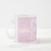 ベビーガール名パステルピンクリボンフローラスウィート フロストグラスマグカップ (左)