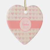 ベビーガール名ピンクモノグラムハート セラミックオーナメント (右)