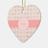 ベビーガール名ピンクモノグラムハート セラミックオーナメント (左)
