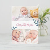 ベビーガール名ユーカリとピンクカスタムの写真 サンキューカード (スタンド正面)
