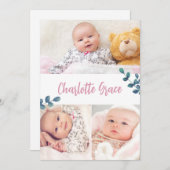 ベビーガール名ユーカリとピンクカスタムの写真 サンキューカード (正面/裏面)