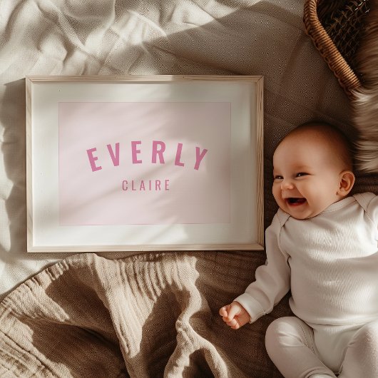 ベビーガール名前をカスタムするプリントピンク子供部屋ウォールアート ポスター