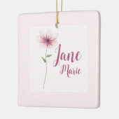 ベビーガール名赤面ピンクウォーター色フローラ セラミックオーナメント (左)