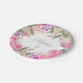 ベビーガール命名式ヘブライ語フローラシルバー ペーパープレート (アングル)