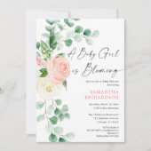 ベビーガール咲く春フローラ緑のシャワー 招待状 (正面)