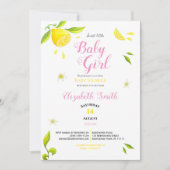 ベビーガール夏春レモンテーマバビシャワー 招待状 (正面)