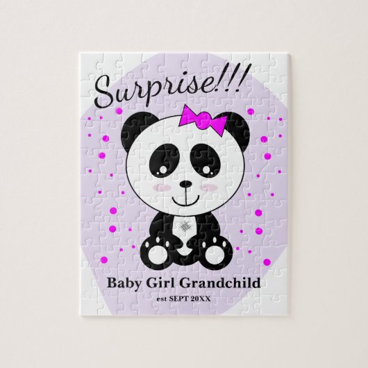 ベビーガール妊娠のお知らせ(ピンクパンダ) ジグソーパズル (縦)