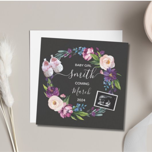 ベビーガール妊娠のお知らせ 招待状