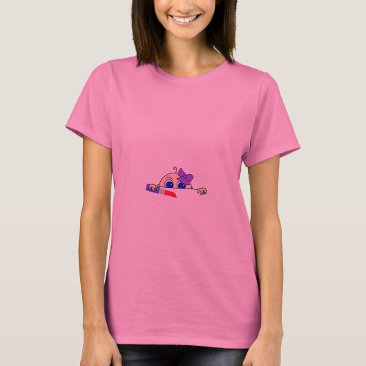 ベビーガール妊婦の覗き Tシャツ (正面)