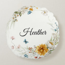 ベビーガール子供部屋デコールウォーター色フローラ ラウンドクッション