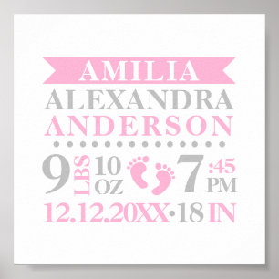 ベビーガール子供部屋ルーム誕生統計キープサケ ポスター