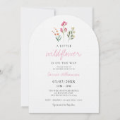 ベビーガール小さなワイルドフラワーウォーター色ベビーシャワー 招待状 (正面)