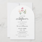 ベビーガール小さなワイルドフラワーウォーター色ベビーシャワー 招待状 (正面)