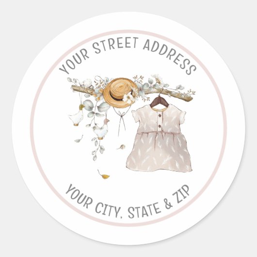 ベビーガール差出人住所シール ラウンドシール (正面)