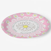 ベビーガール引用文デイジーをテーマにしたベビーシャワープレート ペーパープレート (アングル)