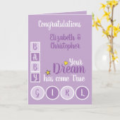 ベビーガール愛し、紫と黄色を大切にする カード (黄色い花)