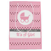 ベビーガール抱き枕とベビーカー ミディアムペーパーバッグ (正面)