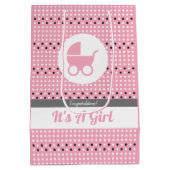 ベビーガール抱き枕とベビーカー ミディアムペーパーバッグ (裏面)