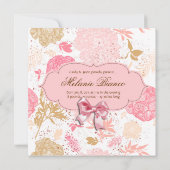 ベビーガール招待状誕生パーティーピンクホワイトボウ 招待状 (裏面)