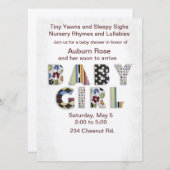 ベビーガール招待状 招待状 (正面/裏面)