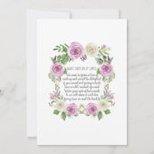 ベビーガール振りかけるシャワーラベンダーnホワイトフローラ 招待状 (裏面)