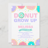 ベビーガール振りかける誕生日ドーナツ成長パーティー 招待状 (正面)