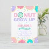 ベビーガール振りかける誕生日ドーナツ成長パーティー 招待状 (スタンド正面)