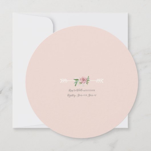 ベビーガール振りかけるBOHOウォーターカラーフラワーリース 招待状 (裏面)