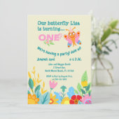ベビーガール最初の誕生日バタフライパーティー 招待状 (スタンド正面)