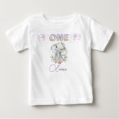 ベビーガール最初の誕生日名象かわいいワン ベビーTシャツ (正面)