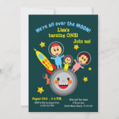 ベビーガール最初の誕生日宇宙パーティの招待状 招待状 (正面)