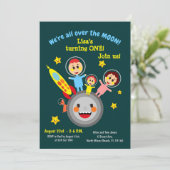 ベビーガール最初の誕生日宇宙パーティの招待状 招待状 (スタンド正面)