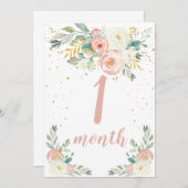 ベビーガール月次マイルストーンカード サンキューカード (正面/裏面)