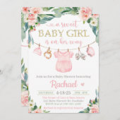 ベビーガール服ベビーシャワー招待状 招待状 (正面/裏面)