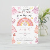 ベビーガール服女の子ベビーシャワーを設定 招待状 (スタンド正面)