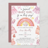 ベビーガール服女の子ベビーシャワーを設定 招待状 (正面/裏面)