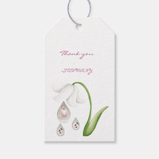 ベビーガール水滴デザイン ギフトタグ (正面)