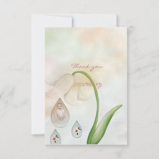 ベビーガール水滴デザイン サンキューカード (正面)