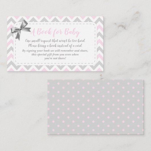 ベビーガール灰色ピンク本のカードシャワーを持参 エンクロージャーカード (正面/裏面)